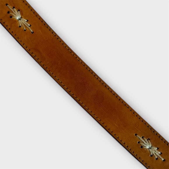 Cognac Leather Belt With Starburst Embroidery Detail | Women’s Size M - Picture 14 of 14